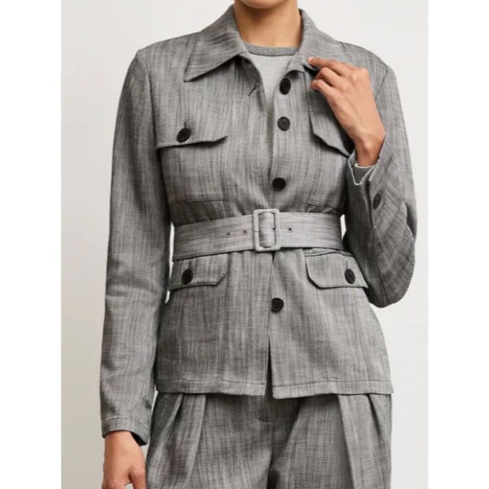 M.M.Lafleur The Emery Safari Blazer - Porto Weave Black/White 8 NWT
